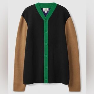 COS Men's Colour block Cardigan (Drew Barrymore) Cotton/Wool Blend Sz Med